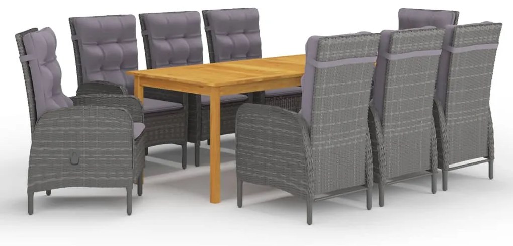 vidaXL Set mobilier de grădină, 9 piese, gri