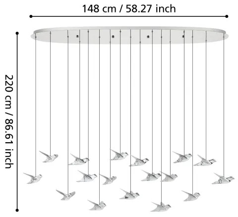 Lustră LED dimabilă pe cablu Eglo 390403 PARATEBUENO 17xLED/3W/230V crom