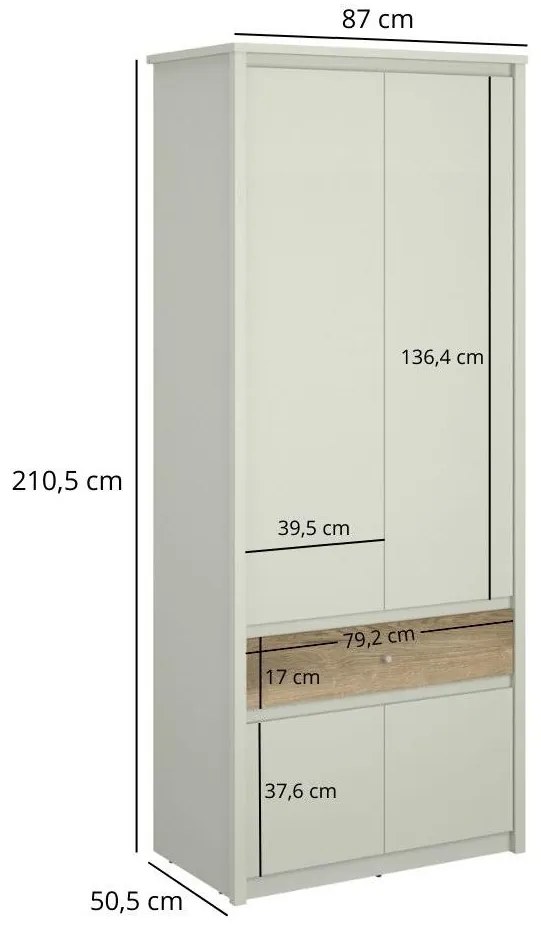 Dulap de haine Kodro 2 (cașmir + stejar evoke). 1116930