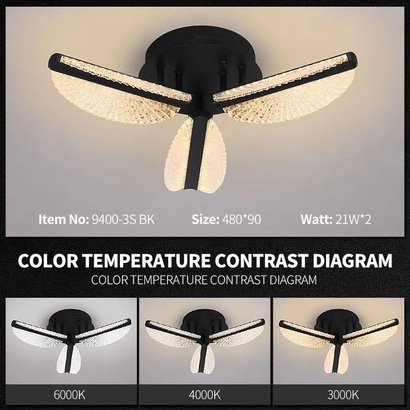 Lustră LED cu telecomandă – Cod 9400-3 BK (21×2W)