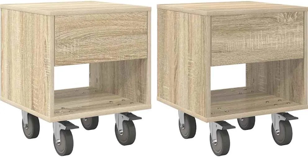 vidaXL Noptieră 2 pcs Stejar Sonoma 40,5 x 40 x 48 cm Lemn compozit