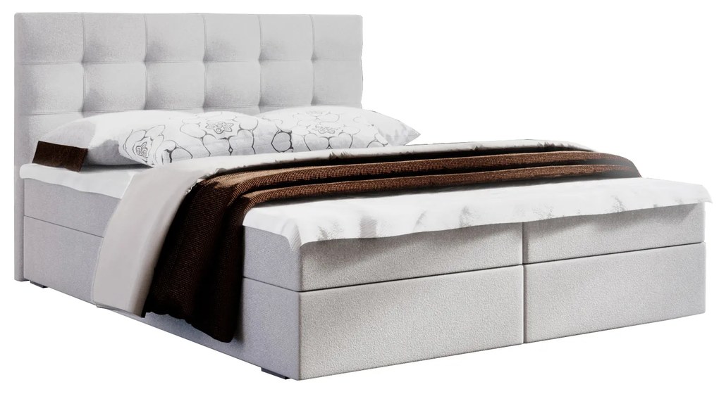 Pat matrimonial Boxspring 180 cm Fade 2 (bej) ( cu saltea și sp. depozitare). 1046500