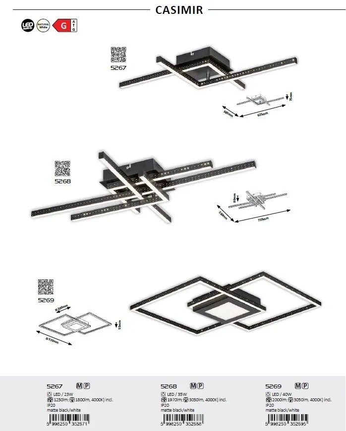 Plafoniera LED design modern Casimir negru