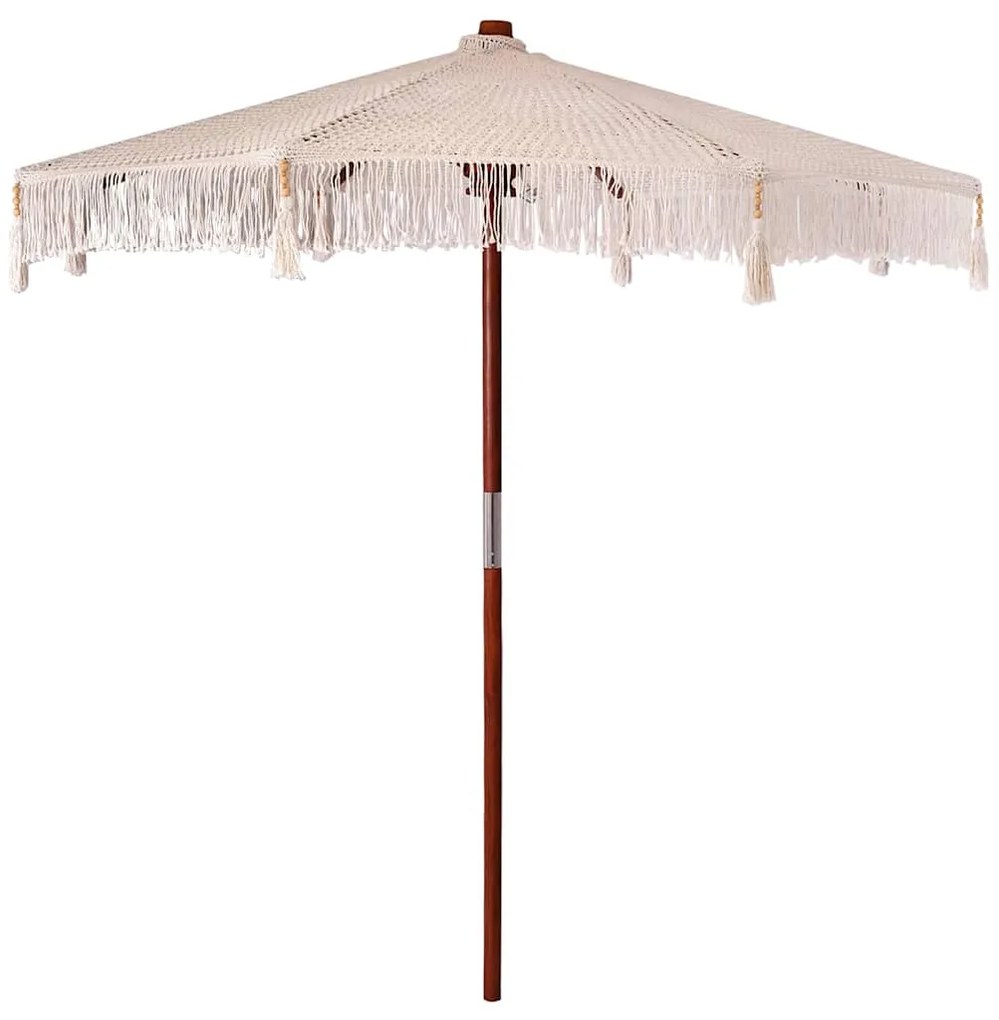 vidaXL Umbrelă de soare Altele Crem x 250 cm Bumbac și lemn masiv