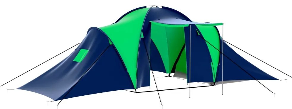 vidaXL Cort camping din material textil, 9 persoane, albastru și verde