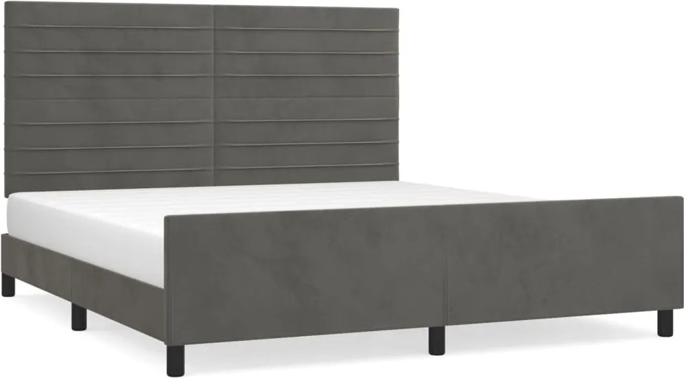 vidaXL Cadru de pat cu tăblie, gri închis, 180x200 cm, catifea