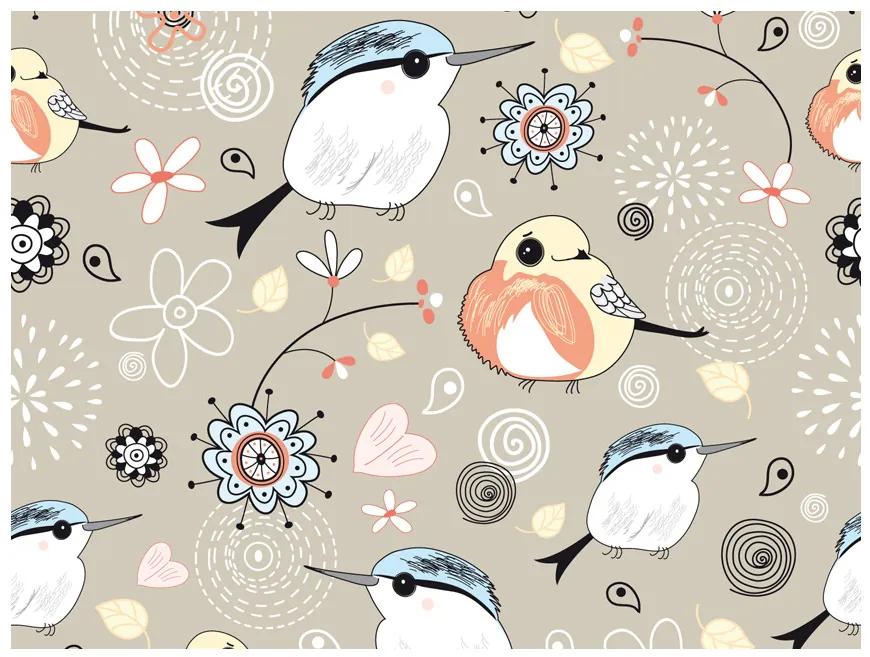 Fototapet - Natural pattern with birds