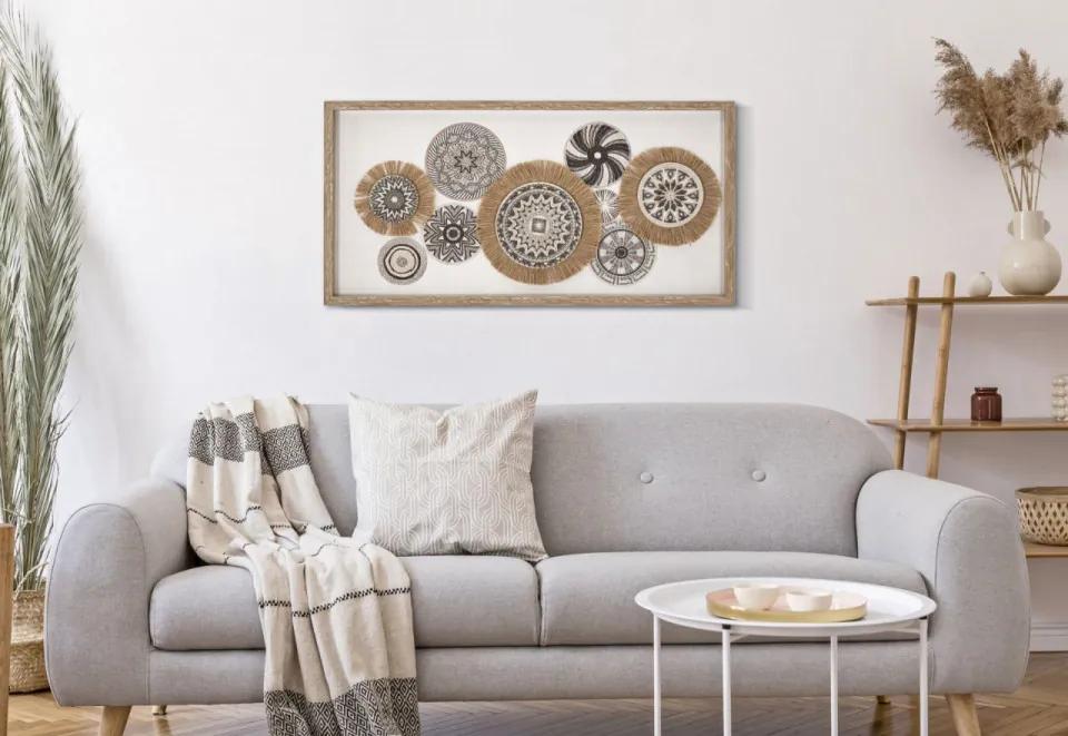 Tablou decorativ maro din lemn de Pin si panza, 70x2,8x35 cm, Marcy-B Mauro Ferretti