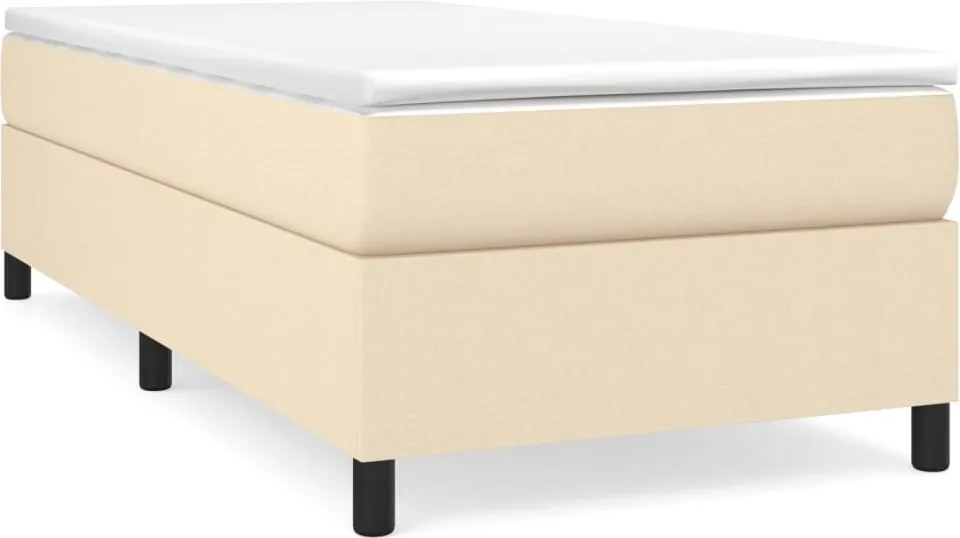 vidaXL Pat box spring cu saltea, crem, 80x200 cm, textil