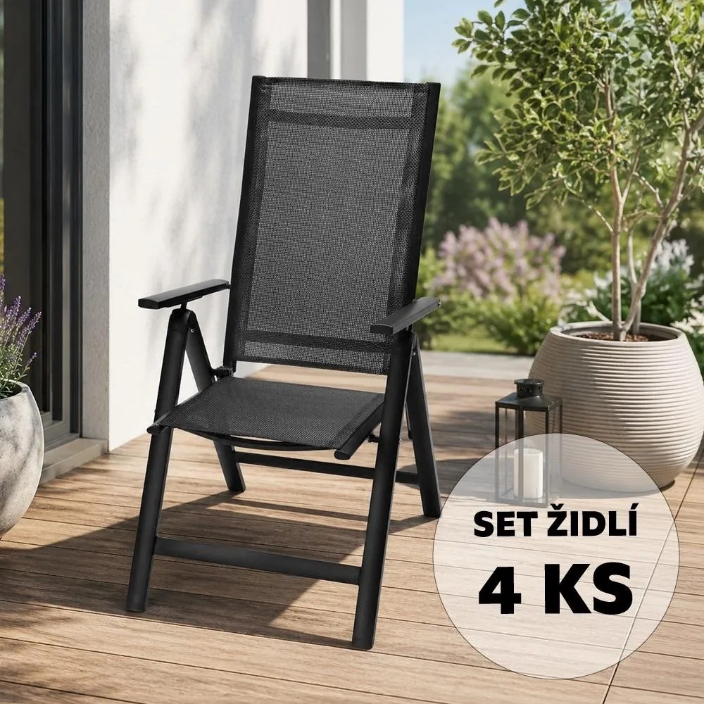 Set 4 fotolii reglabile din aluminiu Avenberg ISLA negru