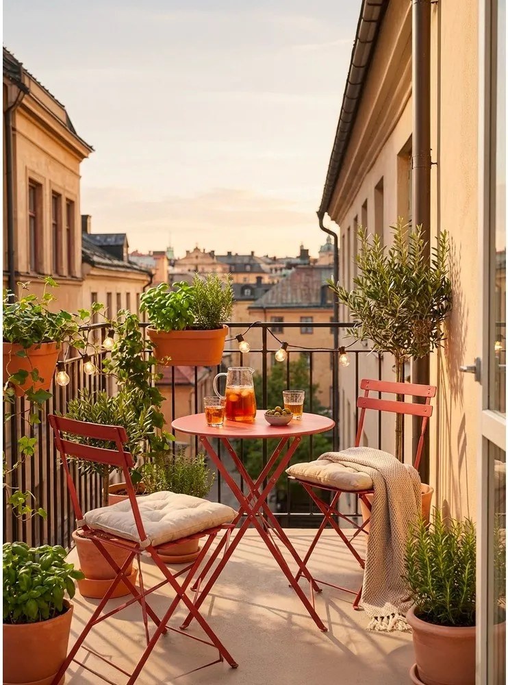 Set de dining pentru grădină teracotă din oțel pentru 2 persoane Austin – Bizzotto