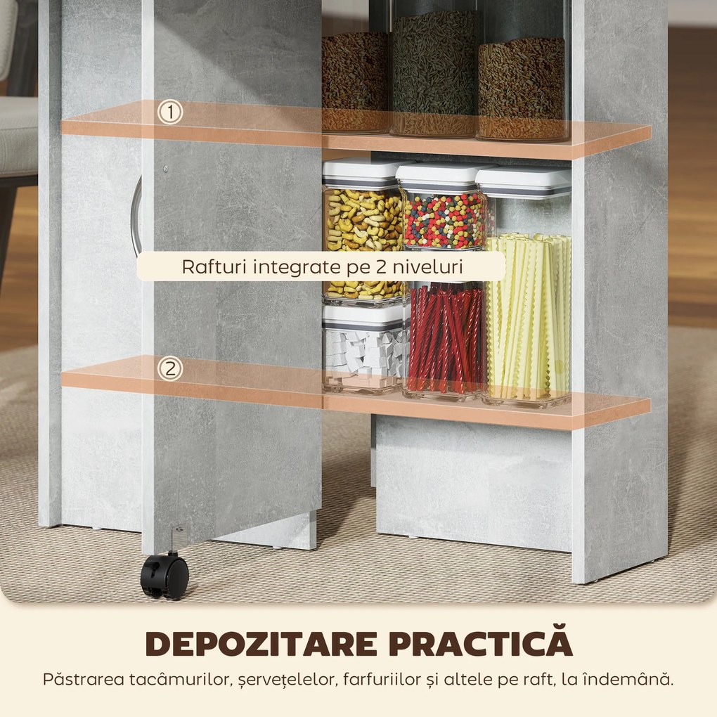 HOMCOM Masă Pliabilă din Lemn cu Roți, pentru 4-6 Persoane, 75x140x75 cm, Gri | Aosom Romania