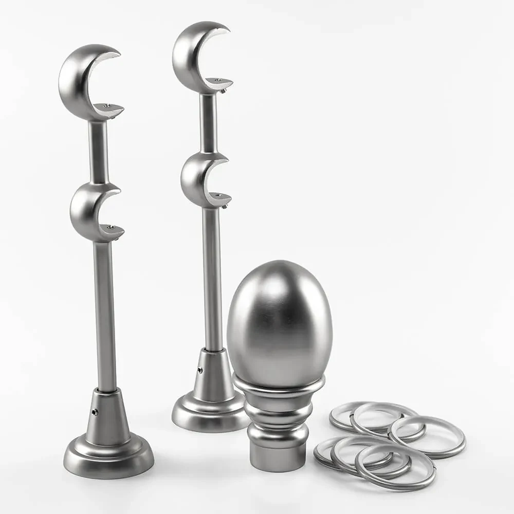 Galerie dubla bara simpla Calypso 25/19, metal, argintiu - 200 cm