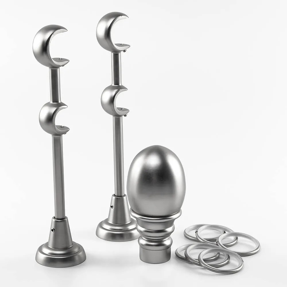 Galerie dubla bara zimtata Calypso 25/19, metal, argintiu - 200 cm