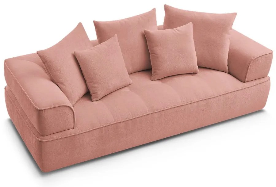 Canapea roz cu tapițerie din chenille 237 cm Whesley – Bobochic Paris