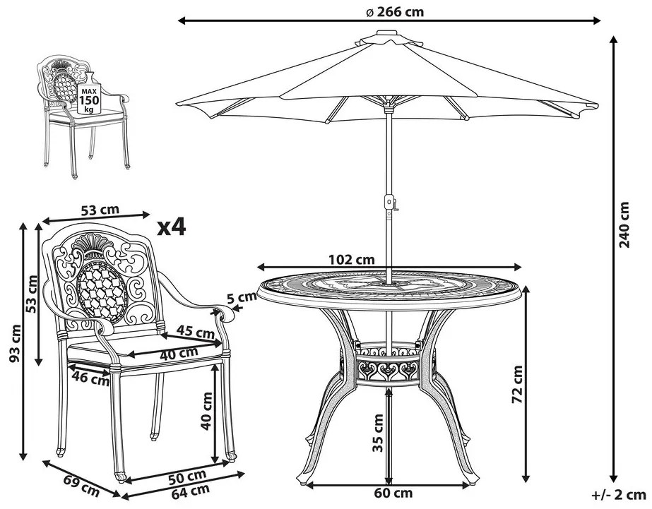 Set mobilier de grădină Salerno (maro) . 1076329