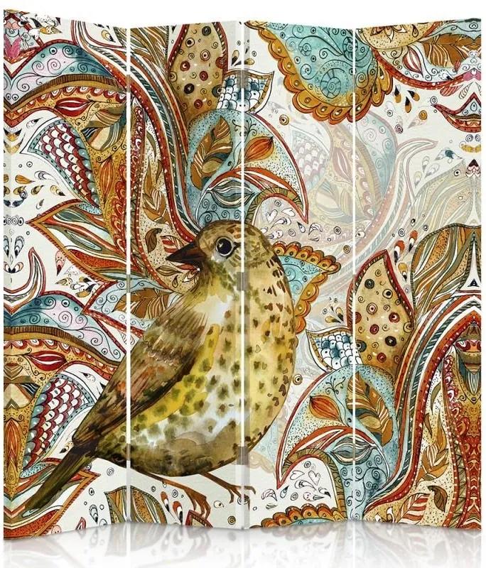 CARO Paravan - Oriental Bird | cvadripartit | reversibil 145x150 cm
