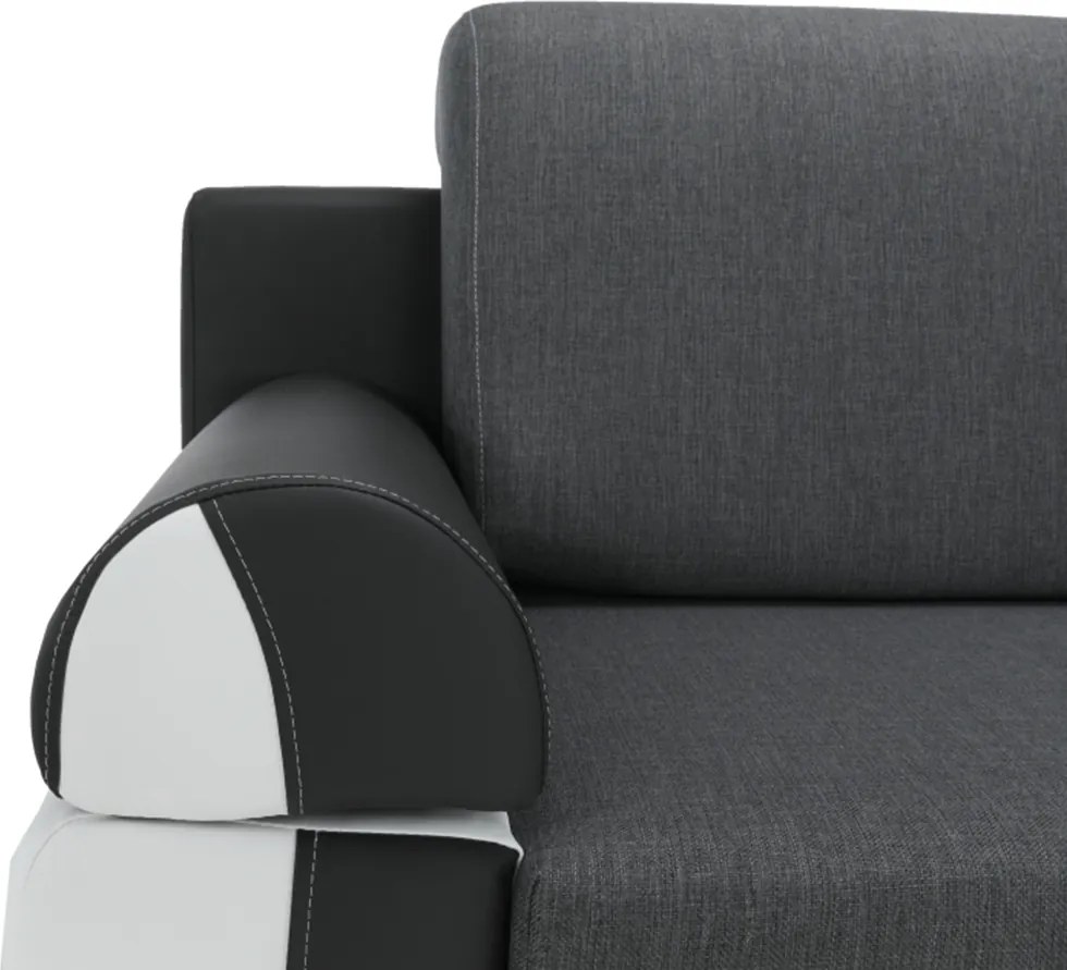 Canapea, piele ecologică alba+gri/material textil gri, KARDYN