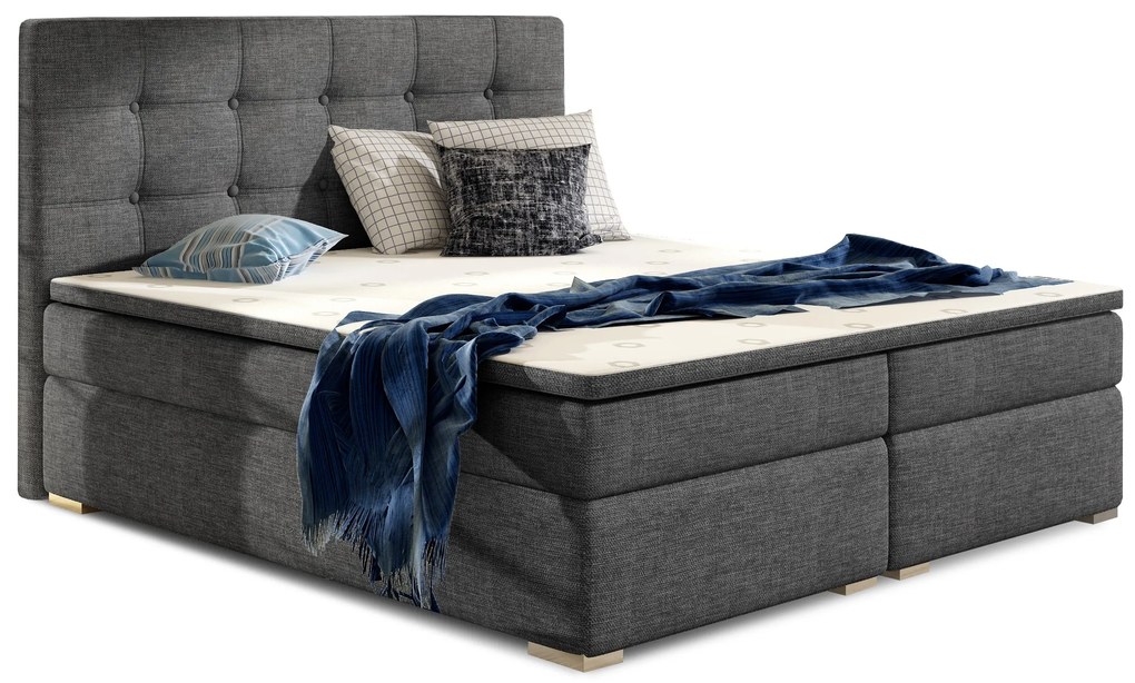 Pat matrimonial Boxspring 180 cm Irma 01 (gri închis). 1044597