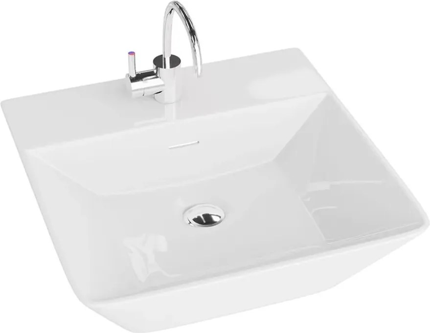 Lavoar pe blat Rune Eskil dreptunghiular 42 cm alb lucios