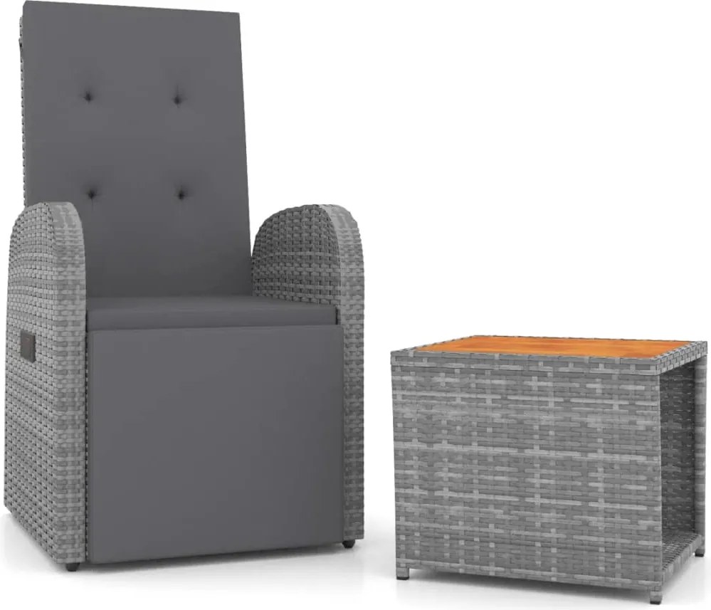 vidaXL Set șezlonguri de grădină, 2 piese, poliratan și lemn acacia