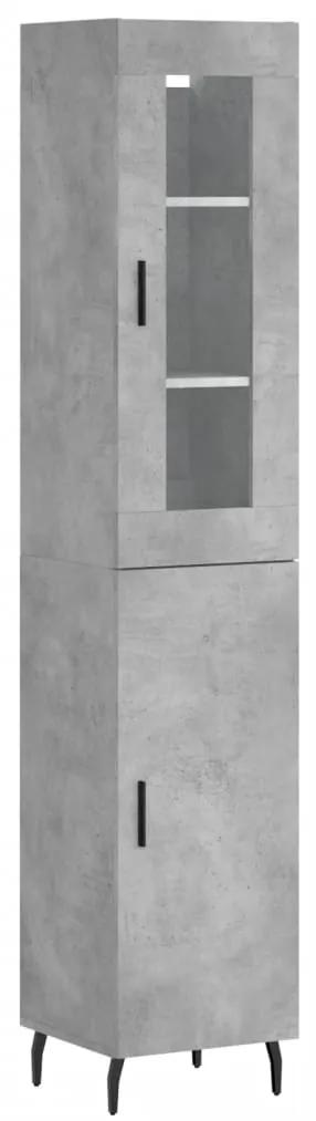 3199189 vidaXL Dulap înalt, gri beton, 34,5x34x180 cm, lemn prelucrat