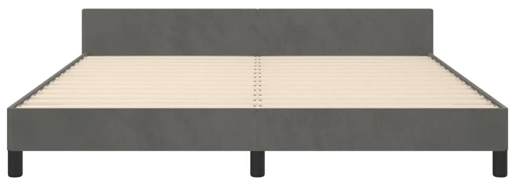 Cadru de pat cu tablie, gri inchis, 160x200 cm, catifea Morke gra, 160 x 200 cm, Cu blocuri patrate