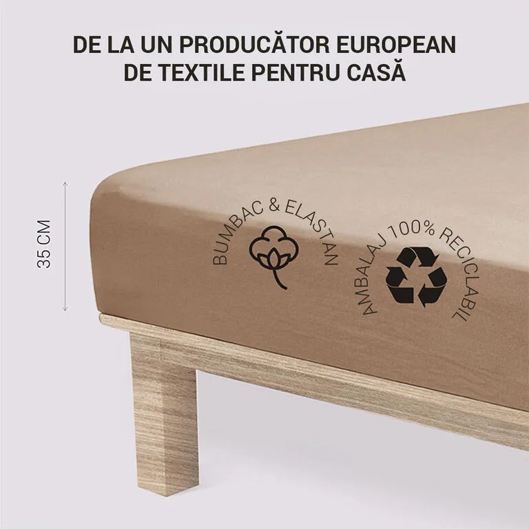 Cearșaf elastic jersey cu elastan culoarea nucului 90 x 200 cm