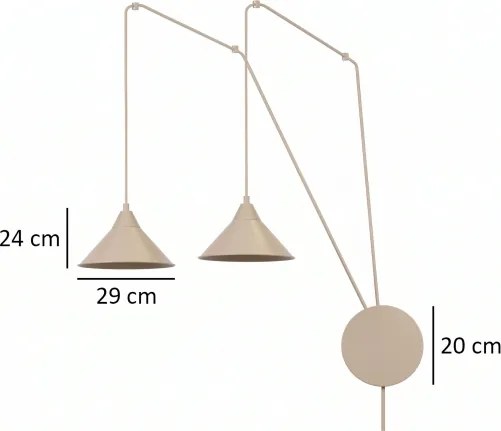 Lampă suspendată pe cablu ABRAMO 2xE27/15W/230V bej