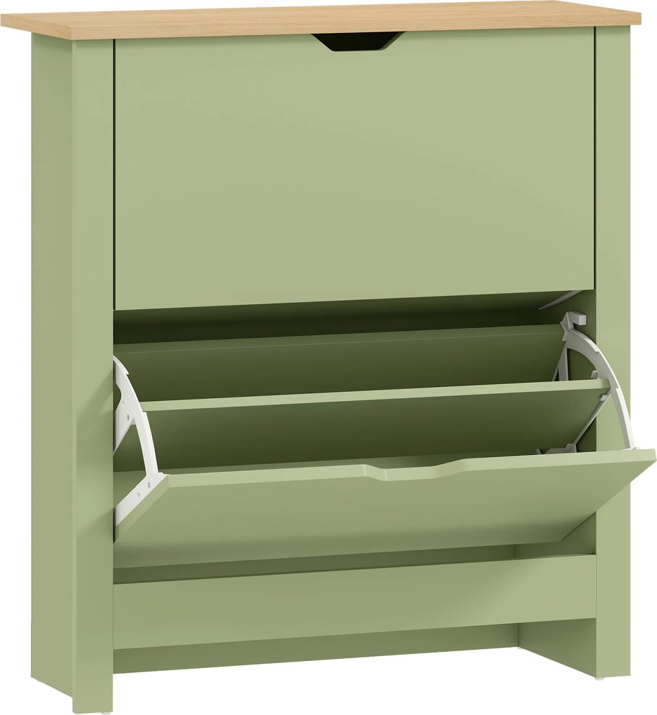 HOMCOM Dulap pentru încălțăminte 12 perechi, dulap îngust cu 2 sertare rabatabile și rafturi reglabile, verde | Aosom Romania