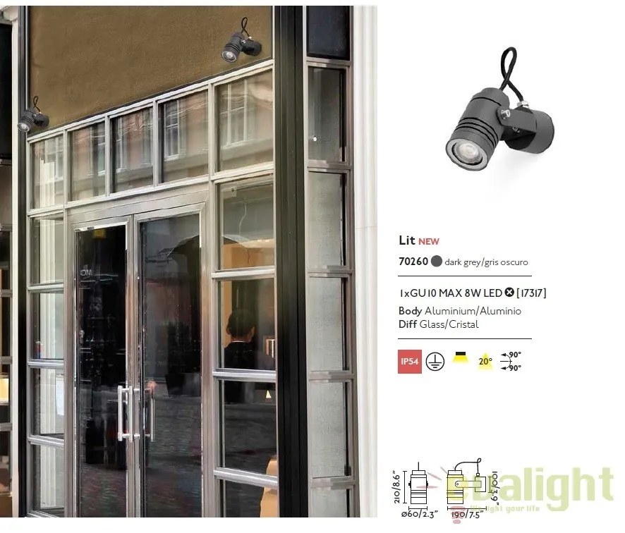 Aplica cu proiector iluminat exterior design modern LIT 70260