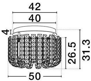 Lustra aplicata LED crom, cristale sticla CELYSIA 50cm