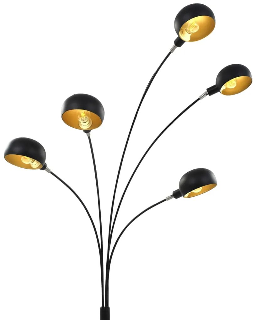 Lampa de podea, negru si auriu, 200 cm, 5 x E14 1, Negru si auriu, Negru si auriu