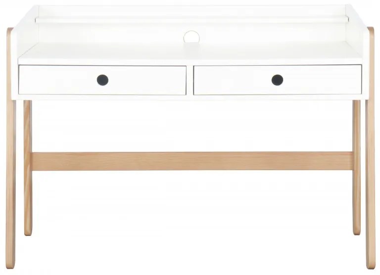 Birou copii din MDF/pin alb cu 2 sertare, 110x55x75 cm