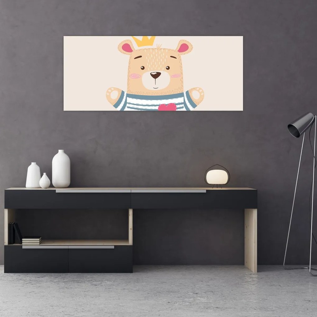Tablou - Teddy ursuleț cu coroană (120x50 cm)