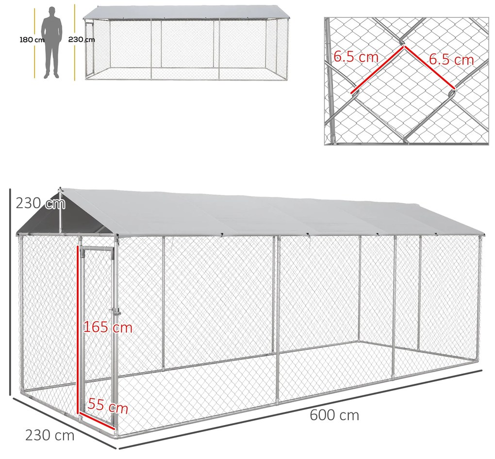 PawHut Cusca Caini Exterior, Amprentă Mare 6x2,3x2,3m, Protecție și Confort | Aosom Romania