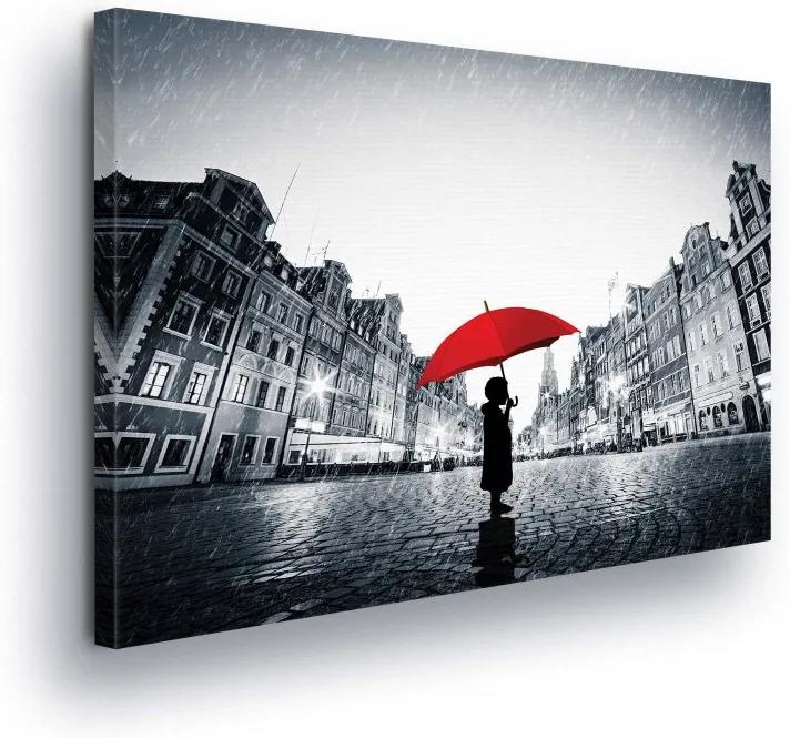 GLIX Tablou - Red Umbrella with Background 100x75 cm