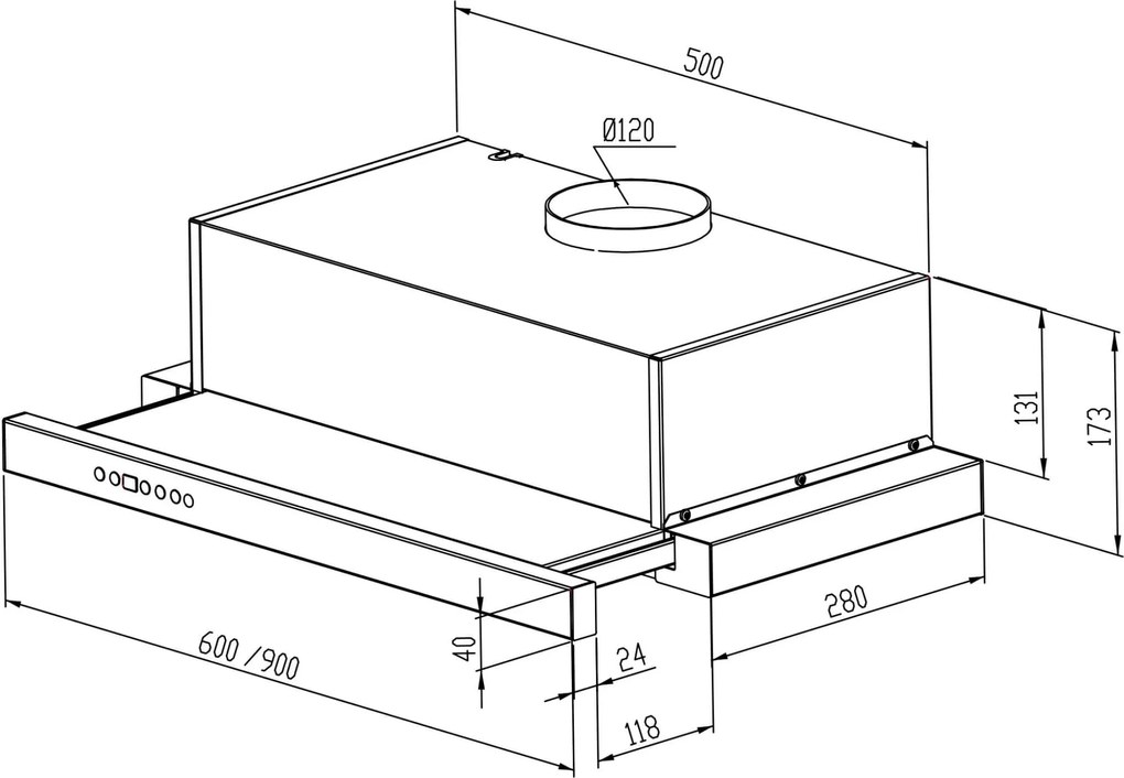 Hota KUGERR A100 - 60cm, Putere Absorbtie 624 mc/h, Inox - Aspirator, Decorativa, Puternica, Silentioasa, Telescopica, Incorporabila, de Perete