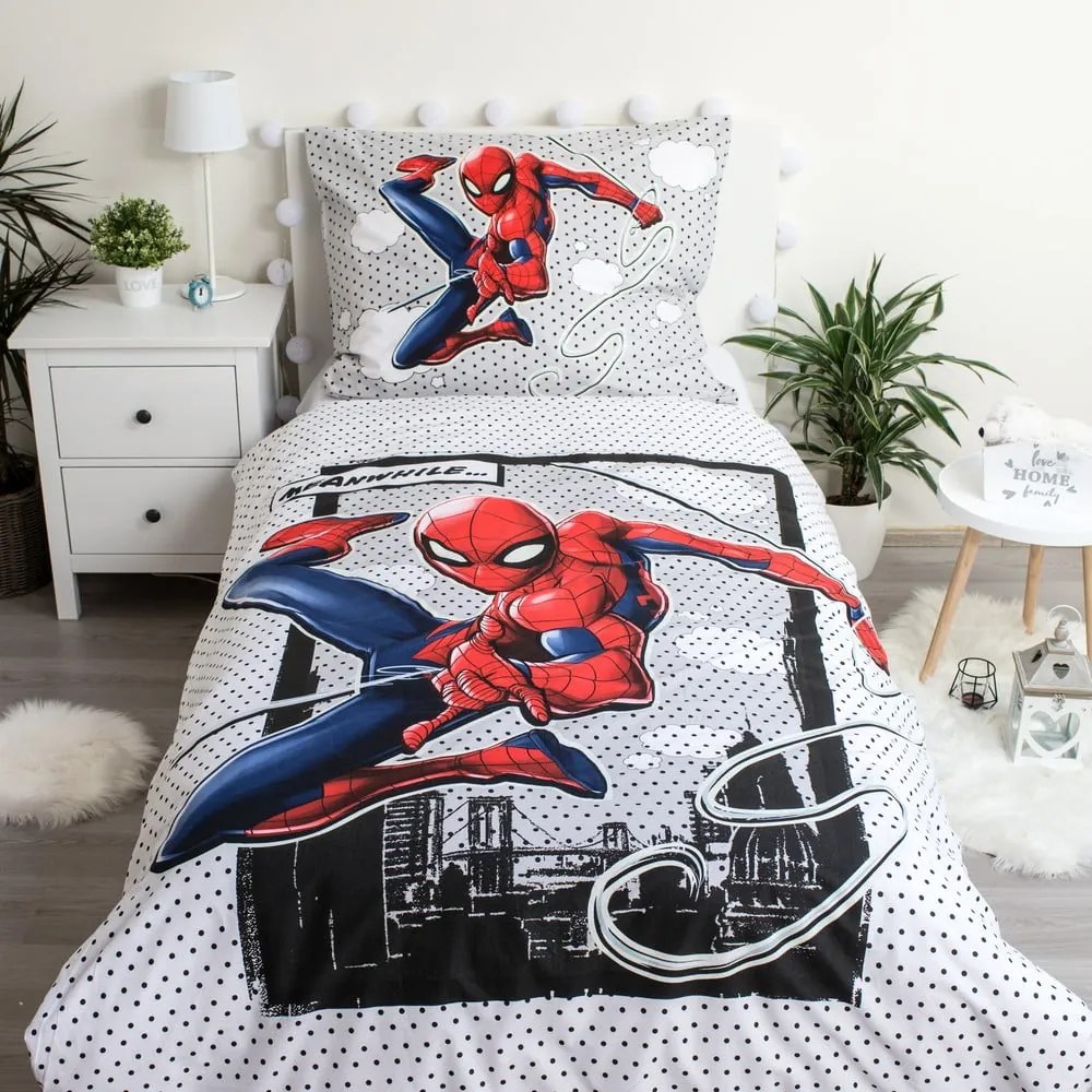 Lenjerie de pat pentru copii din bumbac fosforescentă 140x200 cm Spiderman - Jerry Fabrics