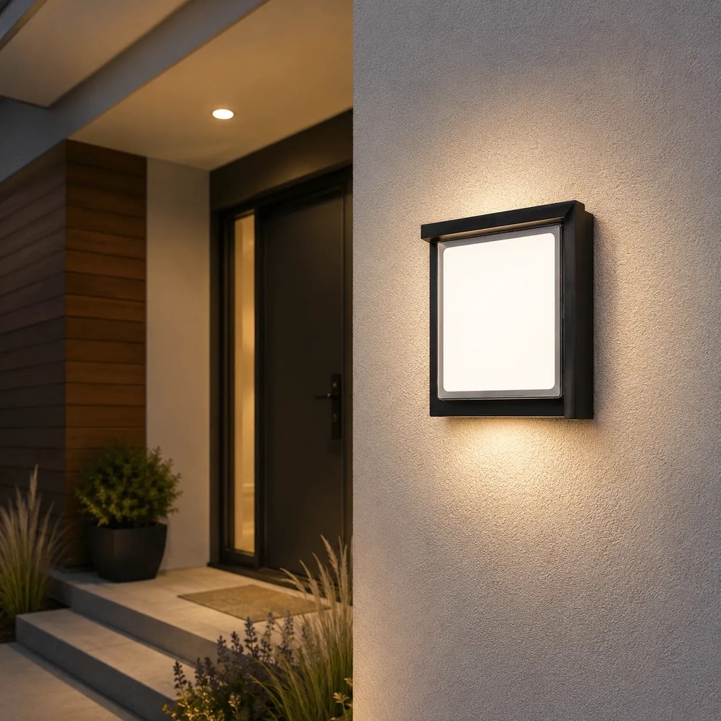 Aplica LED Patrat Erste Siera 12W 6000K IP65 - Corp Iluminat Exterior Modern 170x170x90mm - Rezistent la Apa pentru Fatade, Garaje si Securitate