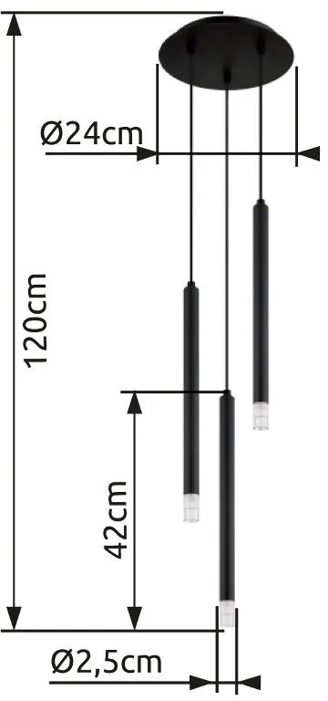 Lustra suspendata design minimalist BLAKE 3L negru