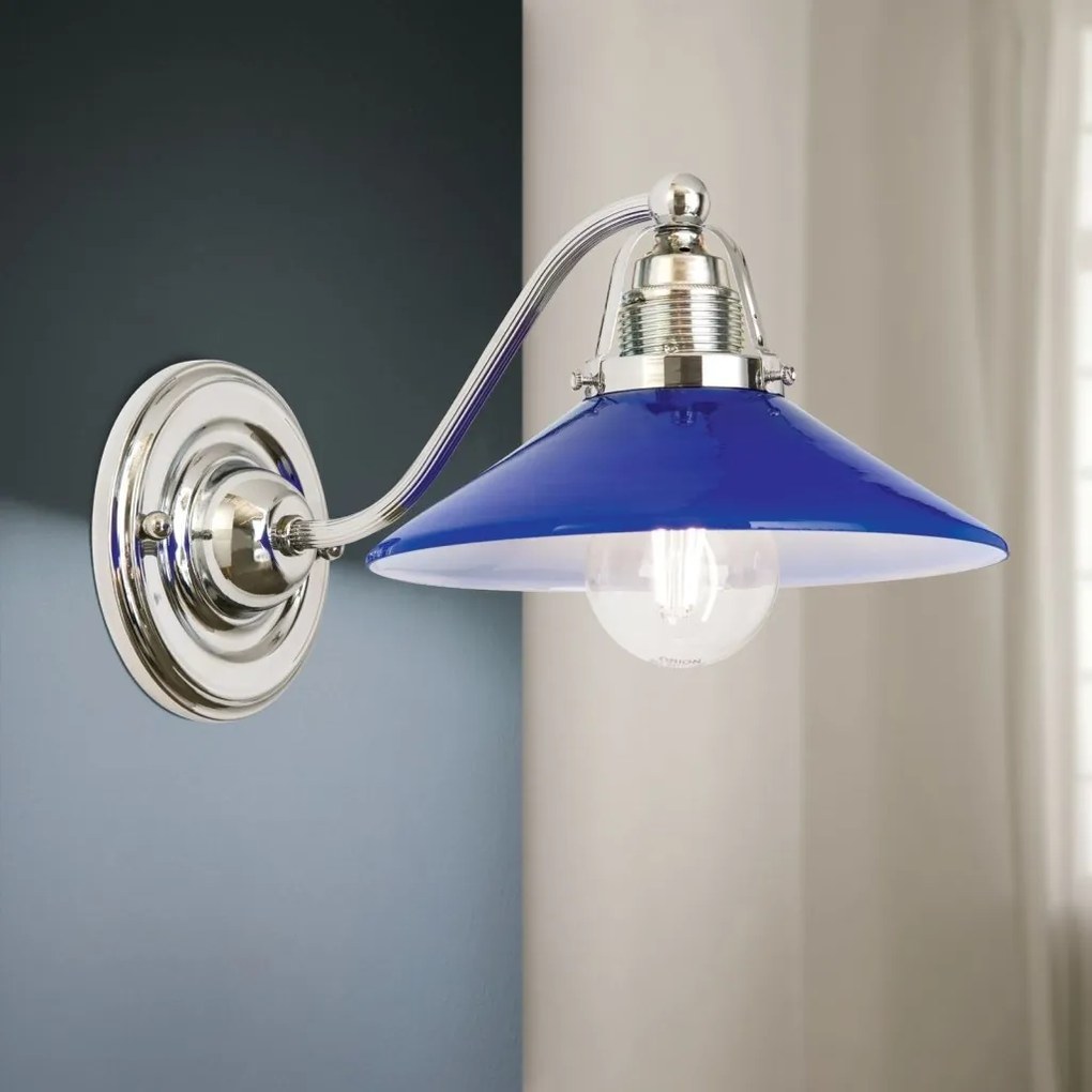 Aplica de perete rustica realizata manual ARTDESIGN, crom/ albastru-cobalt