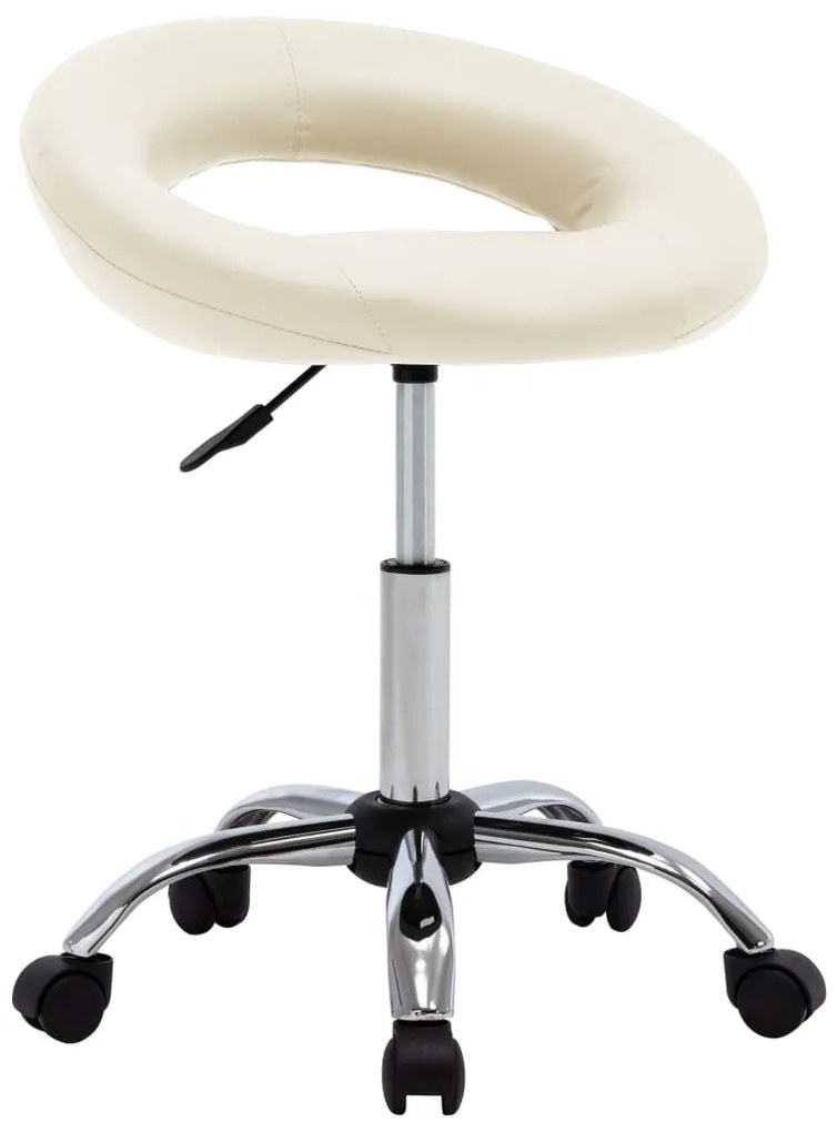 vidaXL Scaun de bucătărie pivotant, crem, piele ecologică