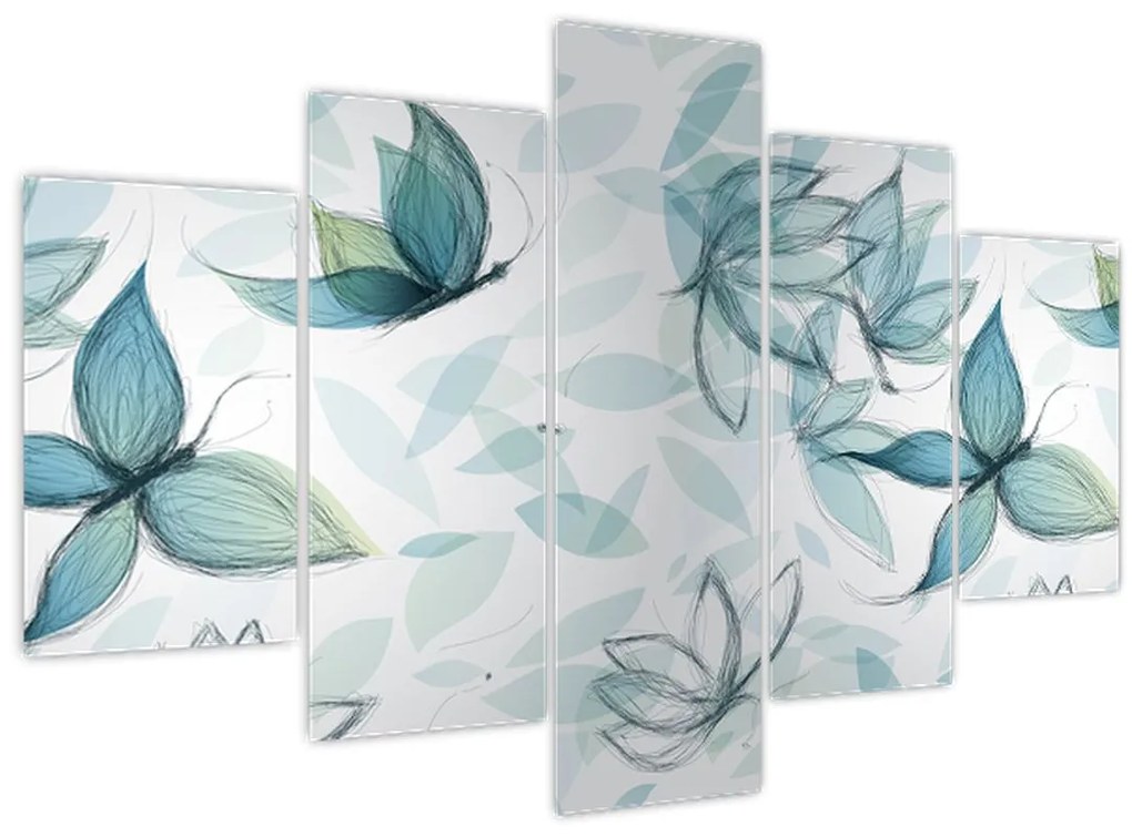 Tablou - Fluturași albaștri (150x105 cm)