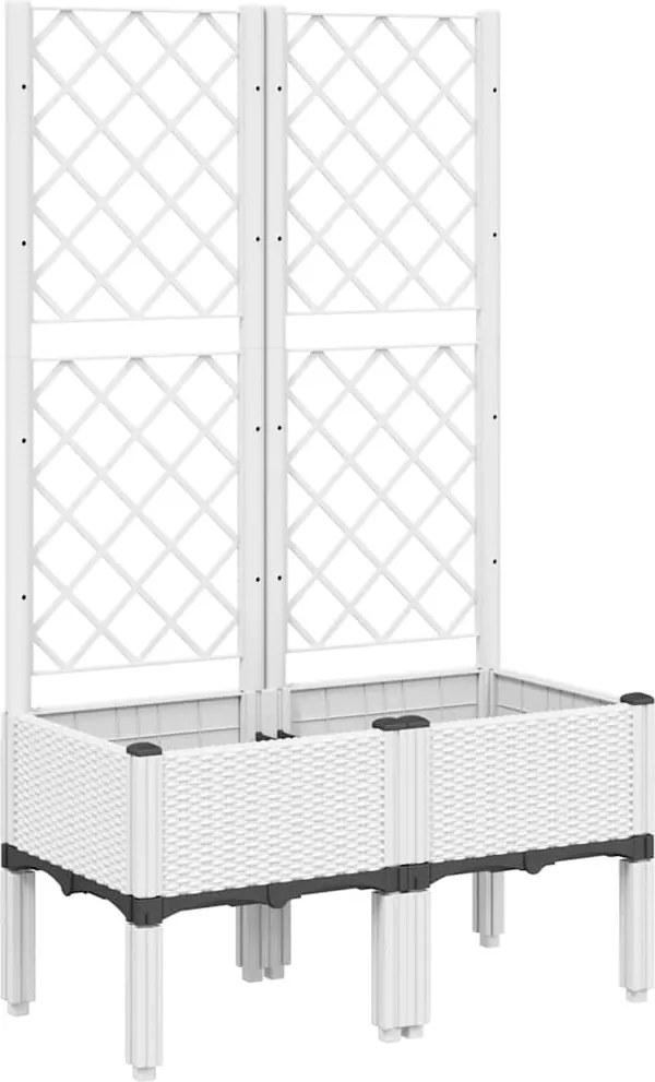 vidaXL Jardinieră de grădină cu spalier, alb, 80x40x142 cm, PP