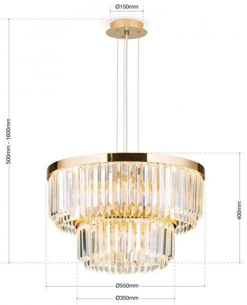 Candelabru, Lustra LED design LUX PRISM, 24K gold plated