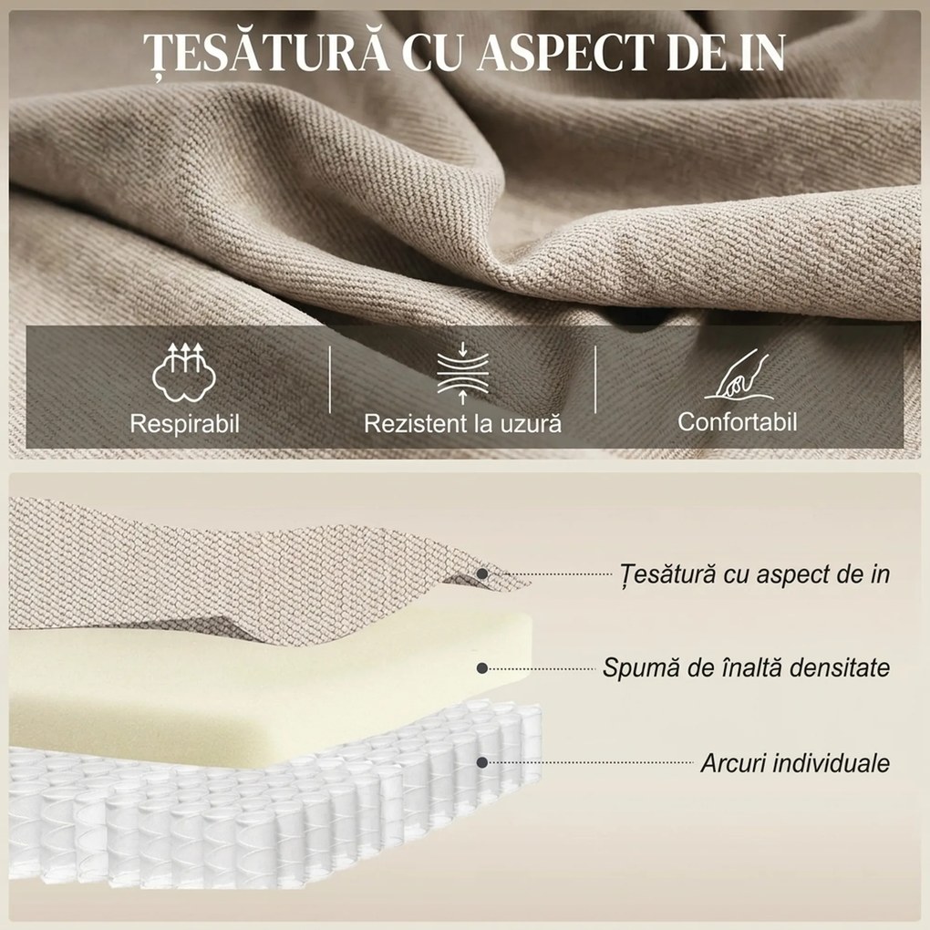 HOMCOM Fotoliu Electric cu Ridicare 150° din Material ce Imita Inul cu 8 Puncte de Masaj, Încălzire, Bej | Aosom Romania