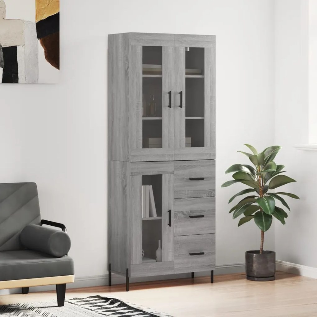 vidaXL Dulap înalt, gri sonoma, 69,5x34x180 cm, lemn compozit