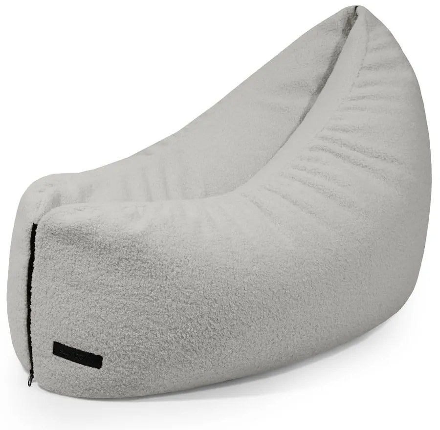 Fotoliu puf pentru copii gri deschis cu tapițerie din țesătură bouclé Clip Clap 90 – SLOWDOWN