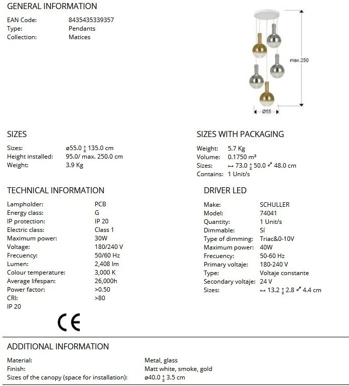 Lustra LED suspendata design modern Matices 5L